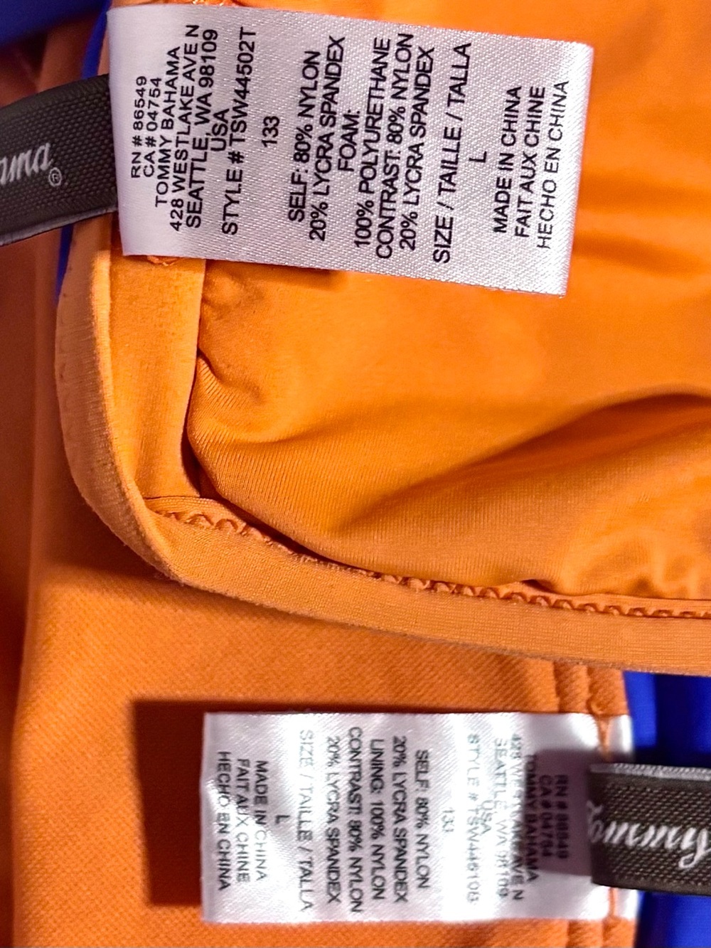 Tommy Bahama Color‑Block Bikini Set 👙 Blue + Orange Women’s Large Like New - Picture 8 of 8